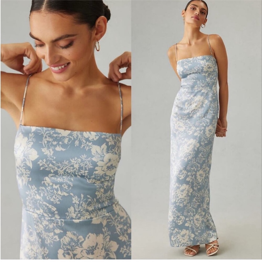 REFORMATION Elegant Blue Floral Dress